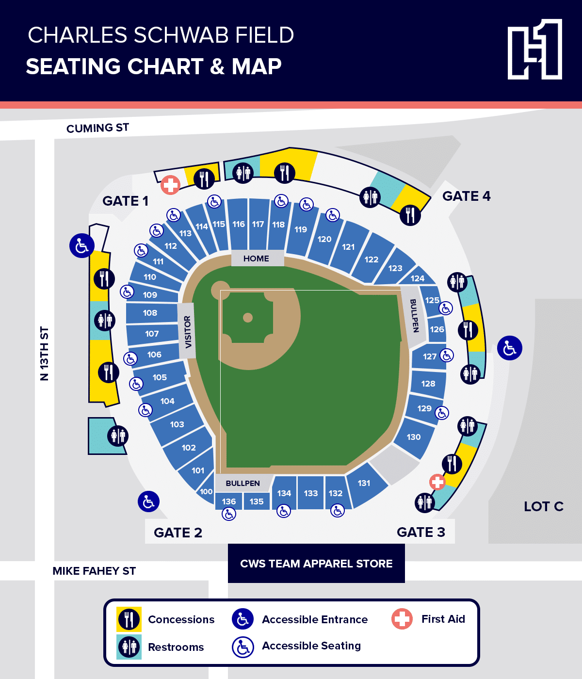 2026 CWS Charles Schwab Field Seating Chart Map