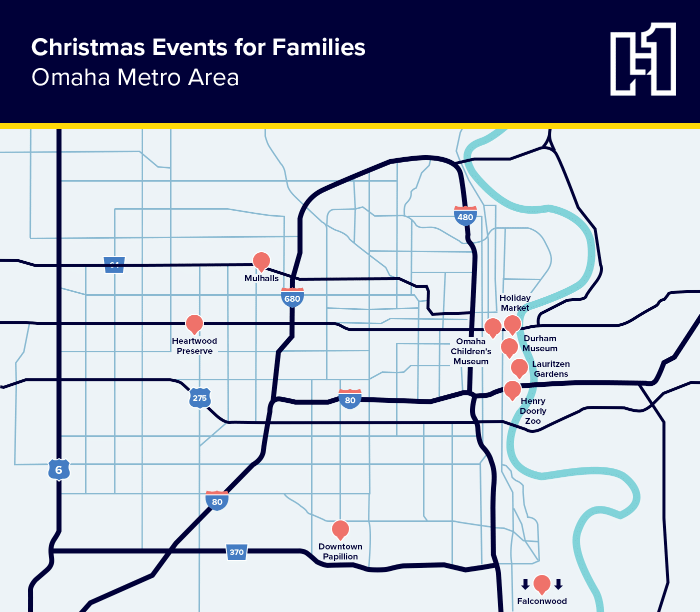 A map of Christmas attractions geared towards families.