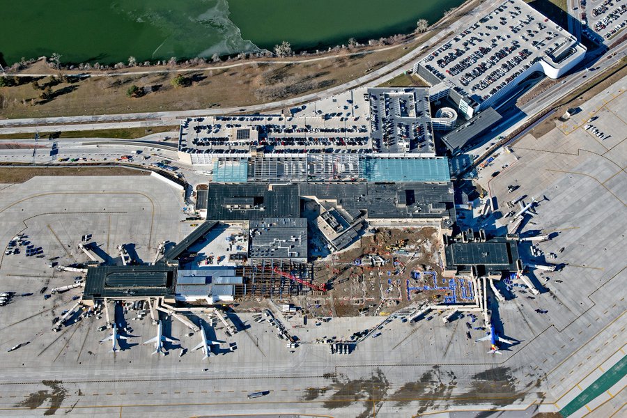 Aerial shot of Eppley Airfield showing the scale of construction.