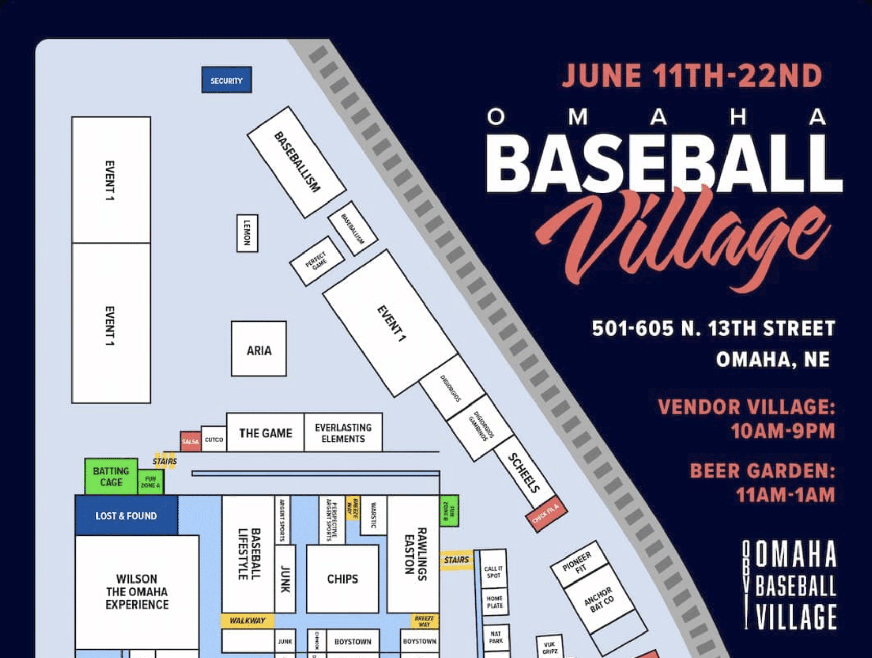 Omaha Baseball Village Map